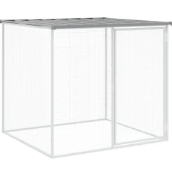 HELLOSHOP26 - Poulailler enclos cage poules avec toit clair 403 x 98 x 90 cm acier galvanisé gris
