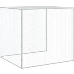 HELLOSHOP26 - Poulailler enclos cage poules avec toit clair 403 x 98 x 90 cm acier galvanisé gris