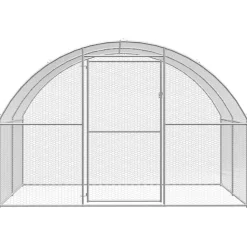 HELLOSHOP26 - Poulailler enclos cage poules d'extérieur 3 x 4 x 2 m acier galvanisé argent
