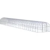 HELLOSHOP26 - Poulailler enclos cage poules d'extérieur 3 x 24 x 2 m acier galvanisé argent