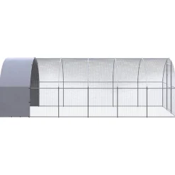 HELLOSHOP26 - Poulailler enclos cage poules d'extérieur 3 x 6 x 2 m acier galvanisé argent