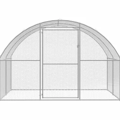 HELLOSHOP26 - Poulailler enclos cage poules d'extérieur 3 x 6 x 2 m acier galvanisé argent