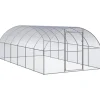 HELLOSHOP26 - Poulailler enclos cage poules d'extérieur 3 x 6 x 2 m acier galvanisé argent