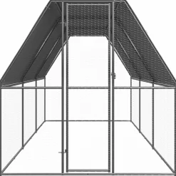 HELLOSHOP26 - Poulailler enclos cage poules d'extérieur 2 x 6 x 2 m acier galvanisé argent