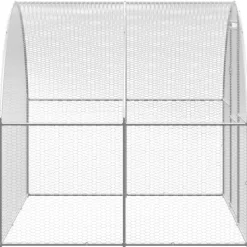 HELLOSHOP26 - Poulailler enclos cage poules d'extérieur 3 x 20 x 2 m acier galvanisé argent