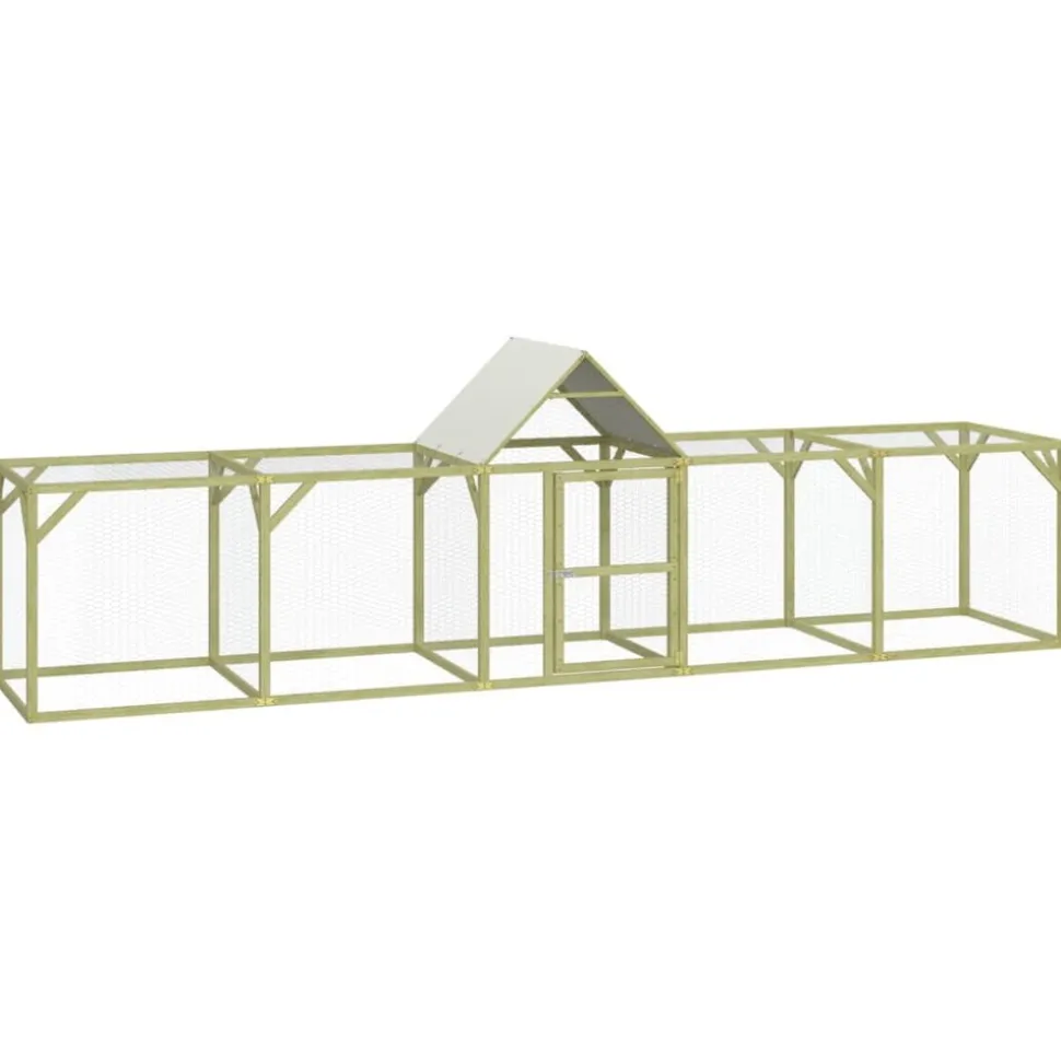HELLOSHOP26 - Poulailler enclos cage poules 500 x 100 x 150 cm bois de pin massif imprégné marron