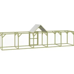 HELLOSHOP26 - Poulailler enclos cage poules 500 x 100 x 150 cm bois de pin massif imprégné marron