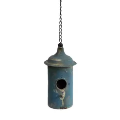 LA GRANDE PRAIRIE - Nichoir oiseaux à suspendre vintage bleu 11x24cm