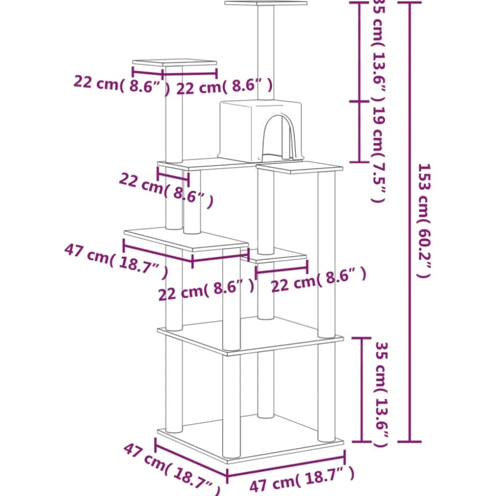MAISON EXCLUSIVE - Arbre à chat avec griffoirs en sisal crème 153 cm