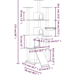 MAISON EXCLUSIVE - Arbre à chat avec griffoirs en sisal gris clair 175 cm