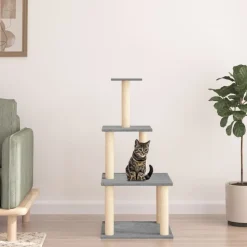 MAISON EXCLUSIVE - Arbre à chat avec griffoirs en sisal gris clair 111 cm