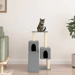 MAISON EXCLUSIVE - Arbre à chat avec griffoirs en sisal gris clair 82 cm