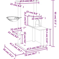 MAISON EXCLUSIVE - Arbre à chat avec griffoirs en sisal gris foncé 95 cm