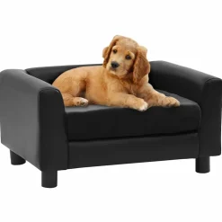 MAISON EXCLUSIVE - Canapé pour chien noir 60x43x30 cm peluche et similicuir