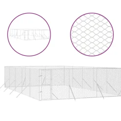MAISON EXCLUSIVE - Chenil d'extérieur pour chiens argenté 6x10x2 m acier galvanisé