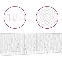 MAISON EXCLUSIVE - Chenil d'extérieur pour chiens argenté 6x2x2 m acier galvanisé