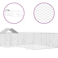 MAISON EXCLUSIVE - Chenil d'extérieur pour chiens avec toit argenté 6x6x2,5 m