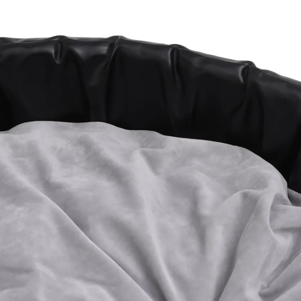 MAISON EXCLUSIVE - Lit pour chiens noir et gris 69x59x19 cm peluche et similicuir