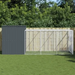 MAISON EXCLUSIVE - Niche pour chien avec cour anthracite 214x457x181 cm