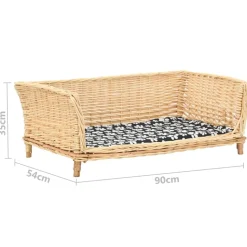 MAISON EXCLUSIVE - Panier pour chiens avec coussin 90x54x35 cm saule naturel
