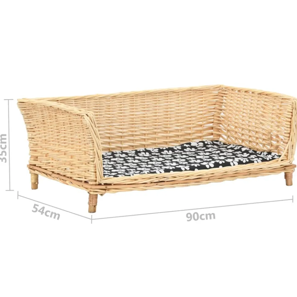 MAISON EXCLUSIVE - Panier pour chiens avec coussin 90x54x35 cm saule naturel