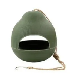 Mangeoire bambou design verte pour oiseaux sauvages