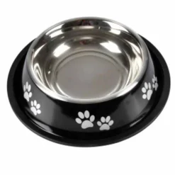 PARIS PRIX - Gamelle antidérapante chien & chat "pattes" 25cm noir