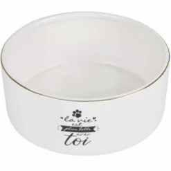 PARIS PRIX - Gamelle pour chien & chat "la belle vie" 16cm blanc