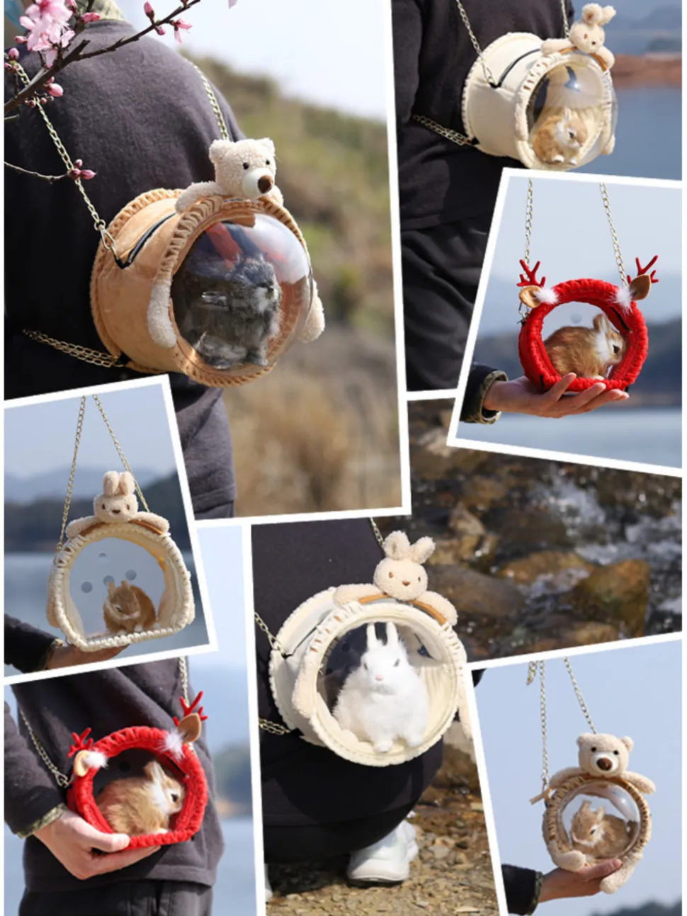 Sac de voyage semi-circulaire pour écureuil, chinchilla, hamster, lapin nain, cochon d'inde - mcboson