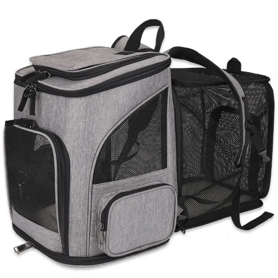Sac à dos pour chat mcboson gris - extensible, grande capacité, pliable