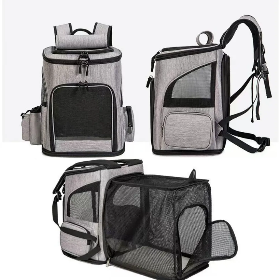 Sac à dos pour chat mcboson gris - extensible, grande capacité, pliable