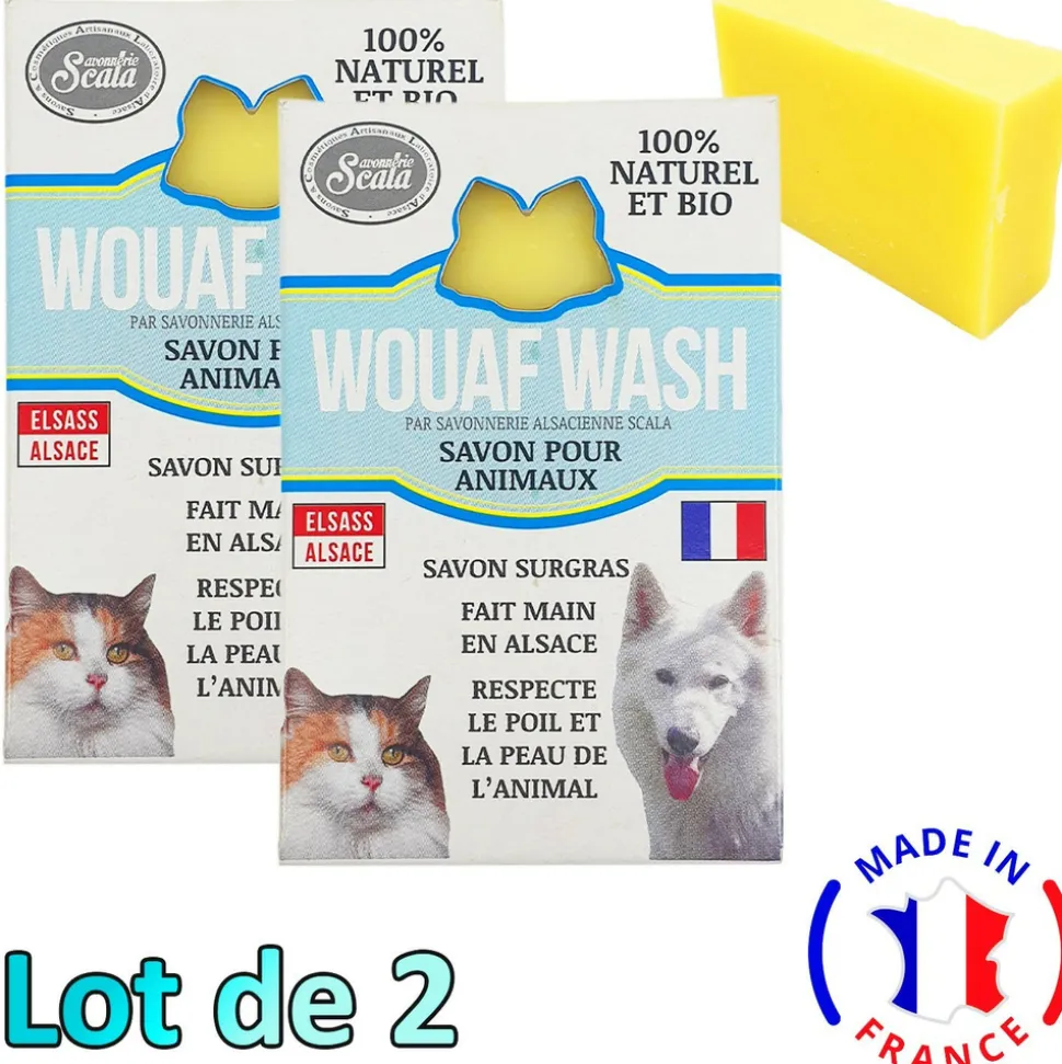 SCALA - Lot de 2 savons bio wouaf wash pour tous les animaux