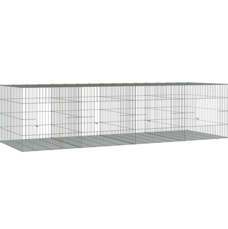 VIDAXL - Cage à lapin 4 panneaux 217x79x54 cm fer galvanisé