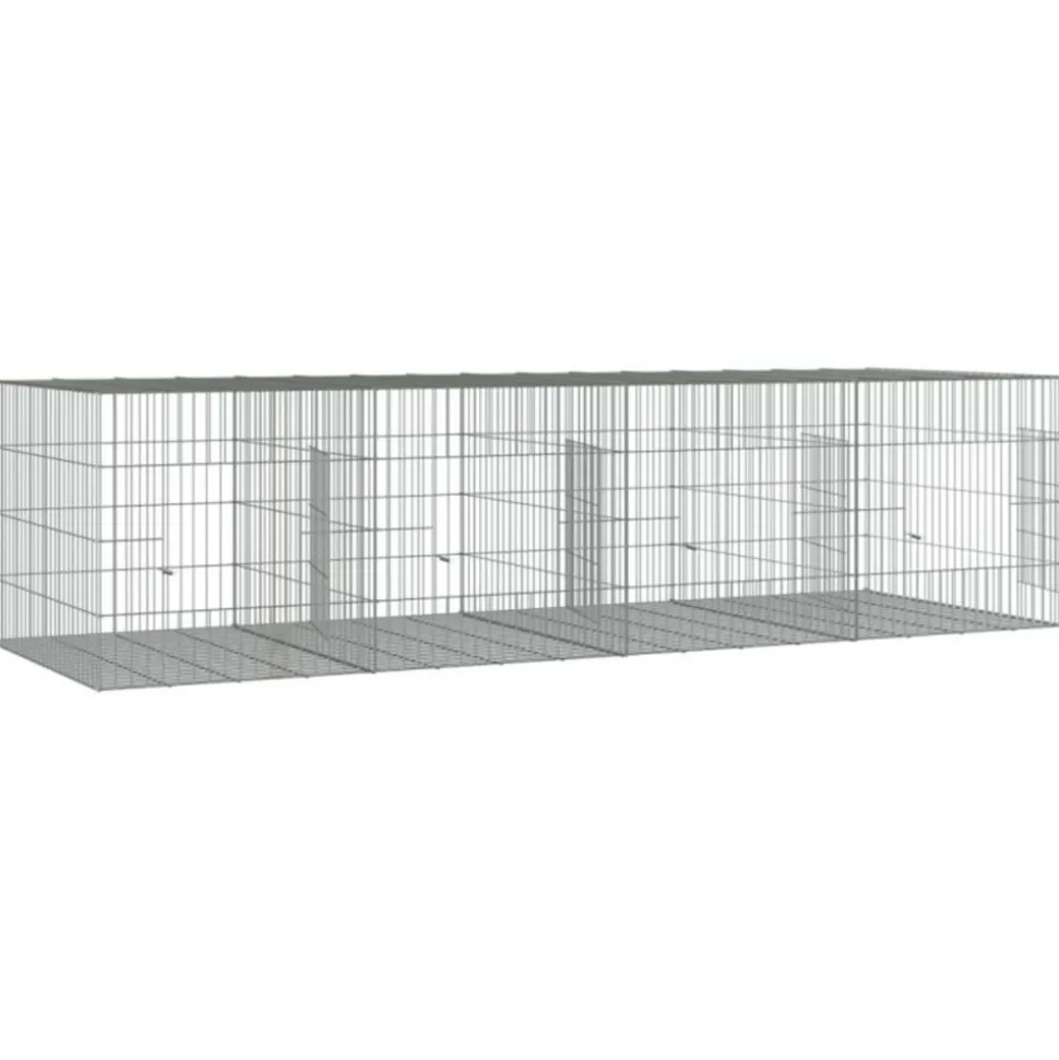 VIDAXL - Cage à lapin 4 panneaux 217x79x54 cm fer galvanisé