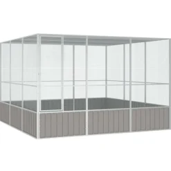 VIDAXL - Cage à oiseaux gris 302,5x324,5x211,5 cm acier galvanisé