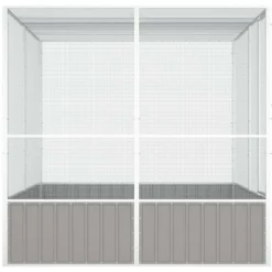 VIDAXL - Cage à oiseaux gris 213,5x217,5x211,5 cm acier galvanisé