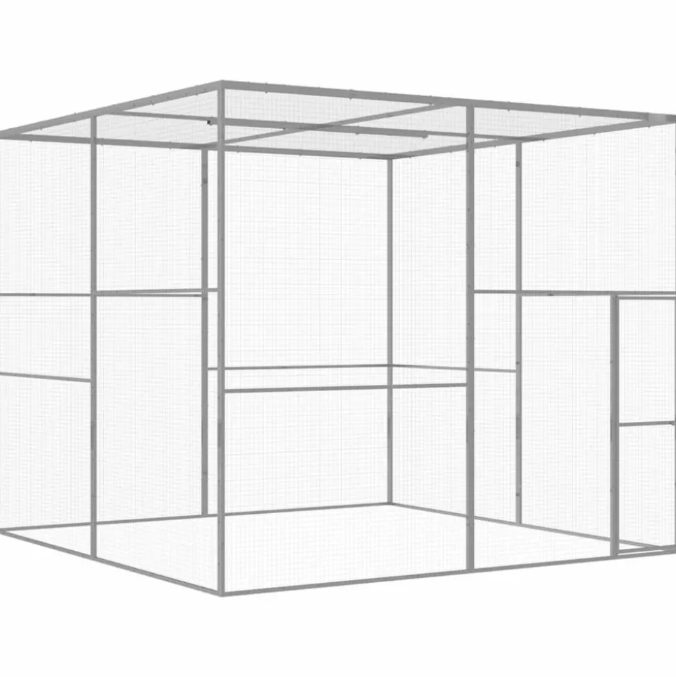 VIDAXL - Cage pour chat 3x3x2,5 m acier galvanisé