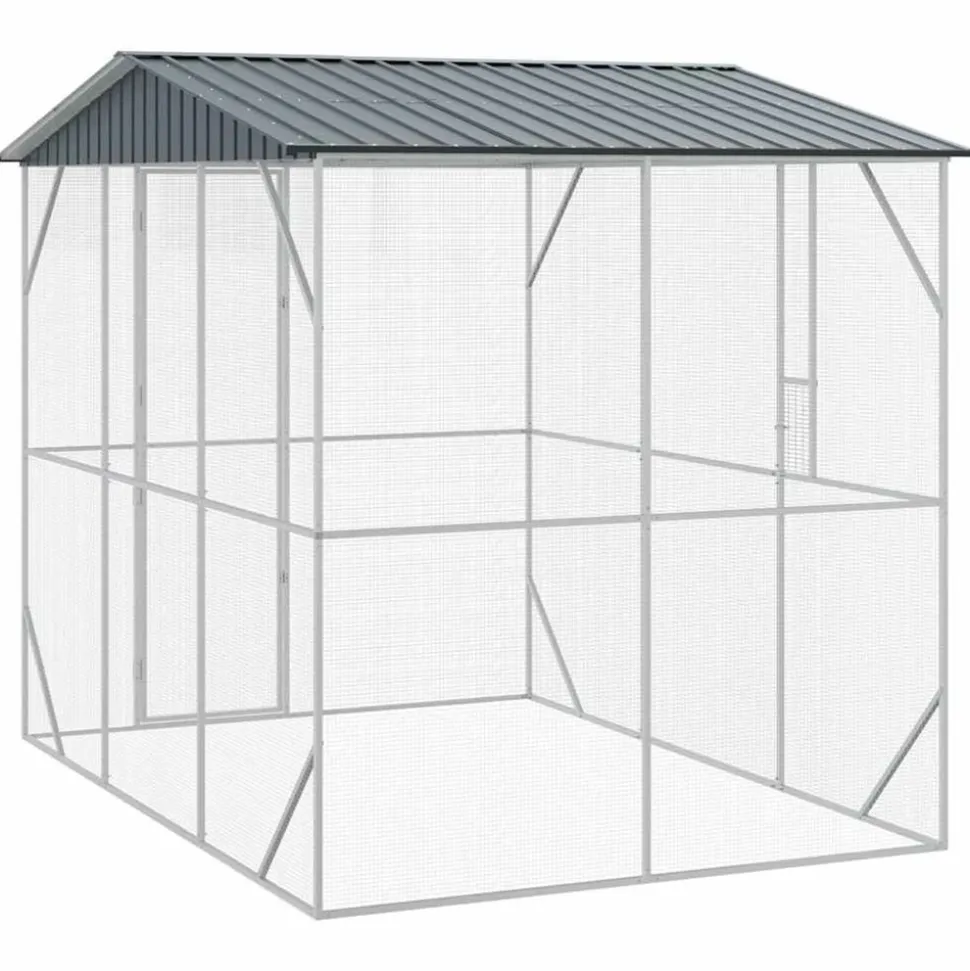 VIDAXL - Cage pour oiseaux anthracite 227 x 310 x 247 cm acier galvanisé