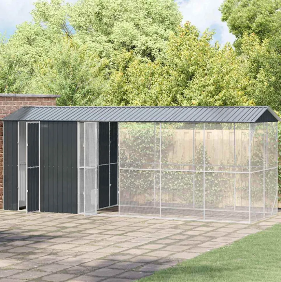 VIDAXL - Cage pour oiseaux anthracite 645 x 208 x 247 cm acier galvanisé