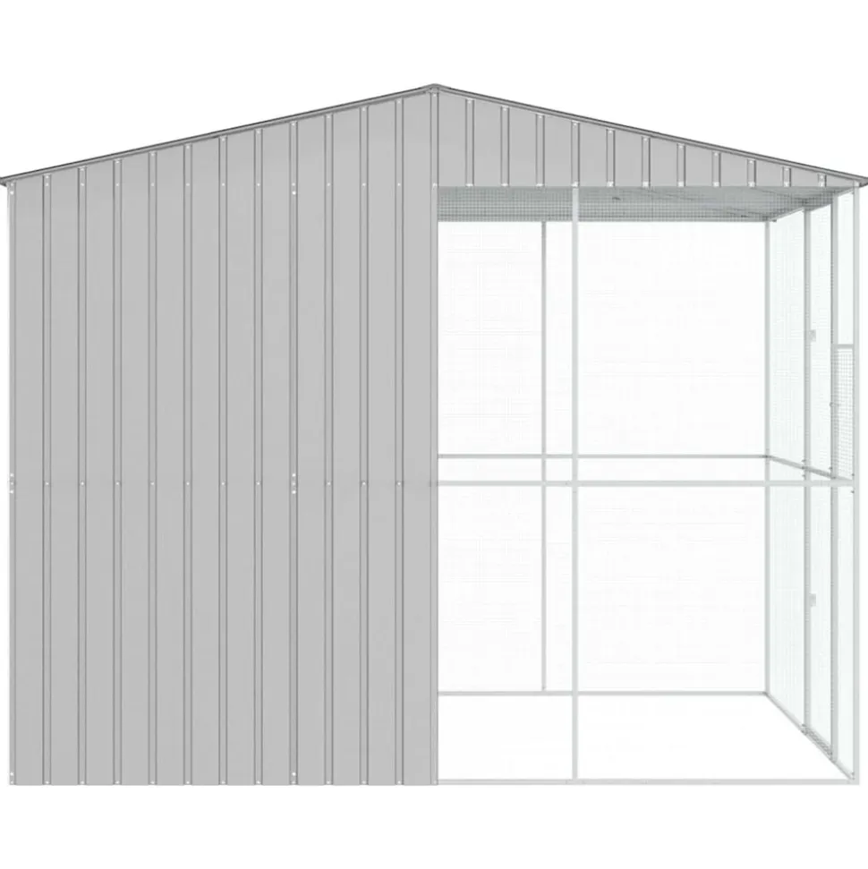 VIDAXL - Cage pour oiseaux gris 215 x 310 x 247 cm acier galvanisé