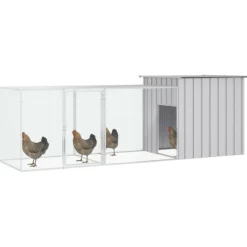 VIDAXL - Cage pour poules gris 300x91x100 cm acier galvanisé