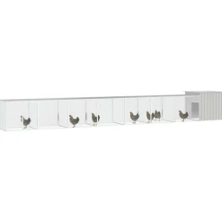 VIDAXL - Cage pour poules gris 800x91x100 cm acier galvanisé