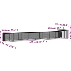 VIDAXL - Cage pour poules gris 900x91x100 cm acier galvanisé