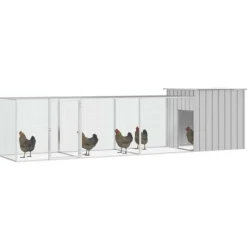 VIDAXL - Cage pour poules gris 400x91x100 cm acier galvanisé