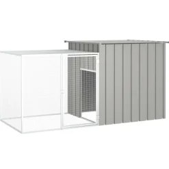 VIDAXL - Clapier gris 200x91x100 cm acier galvanisé