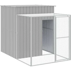 VIDAXL - Poulailler avec cour gris clair 165x251x181 cm acier galvanisé
