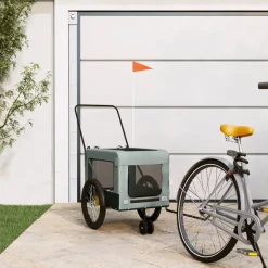 VIDAXL - Remorque de vélo pour animaux de compagnie gris et noir