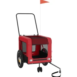 VIDAXL - Remorque de vélo pour animaux de compagnie rouge et noir