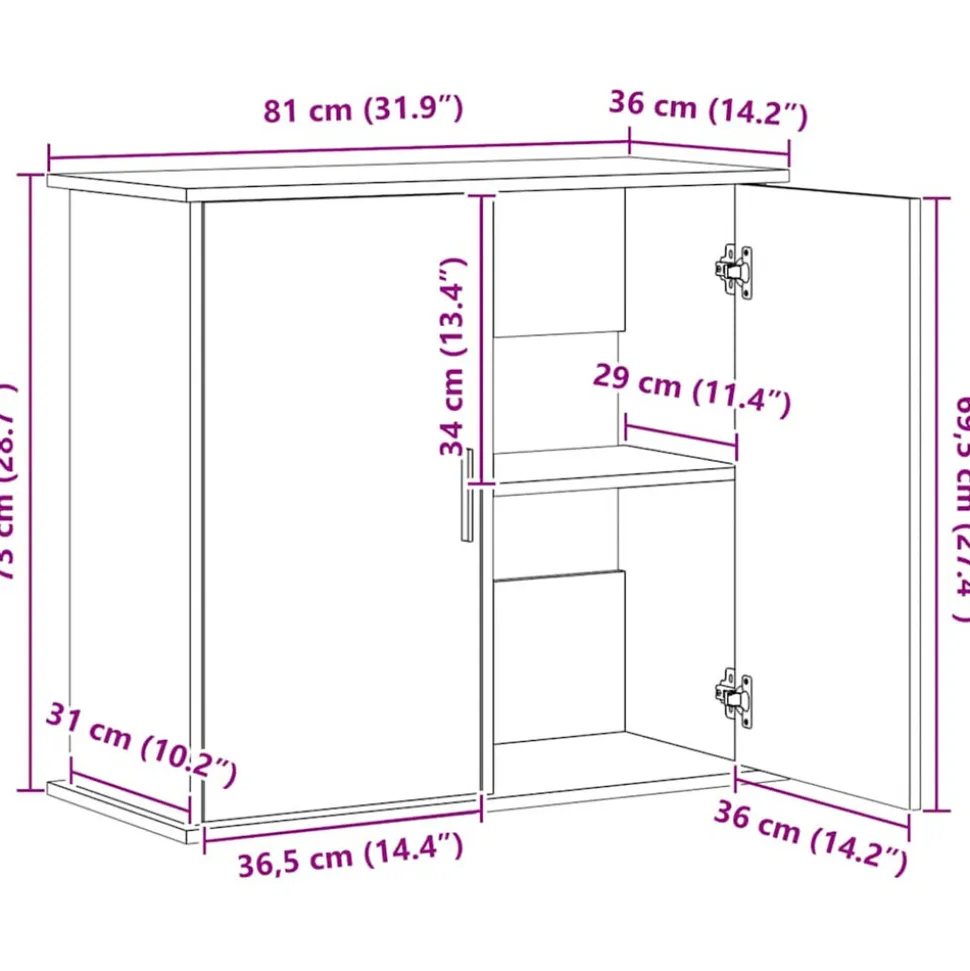 VIDAXL - Support pour aquarium gris béton 81x36x73 cm bois d ingénierie