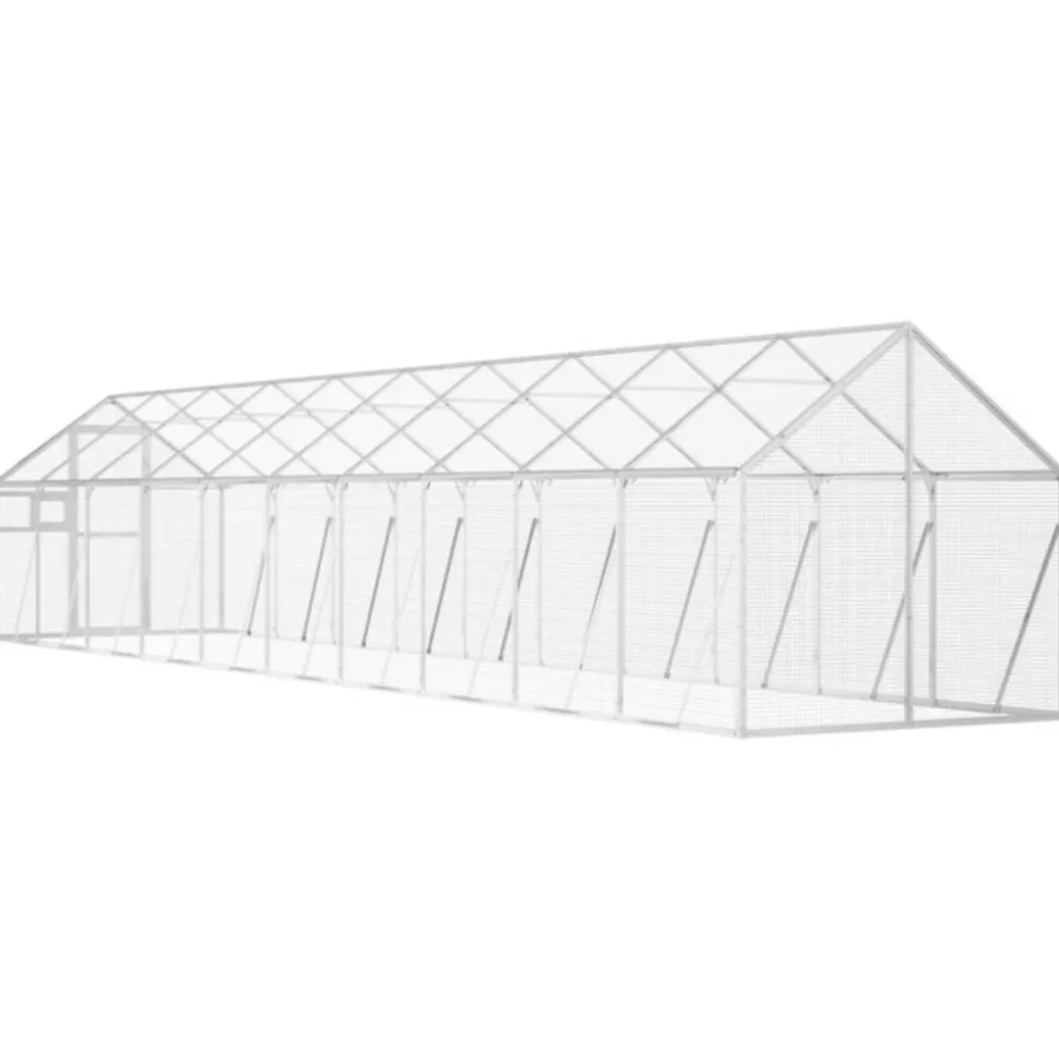 VIDAXL - Volière argenté 1,79x10x1,85 m aluminium